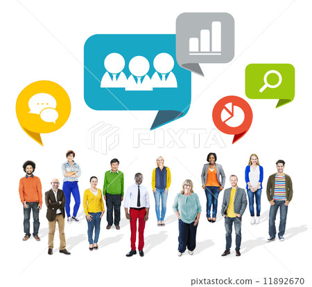 Group of Multiethnic Colorful People with Business Symbols Group of Multiethnic Colorful People with Business Symbols 11892670