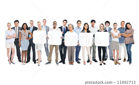 Multi-Ethnic Group Of Business And Casual People Holding 5 Lette Multi-Ethnic Group Of Business And Casual People Holding 5 Lette 11892713