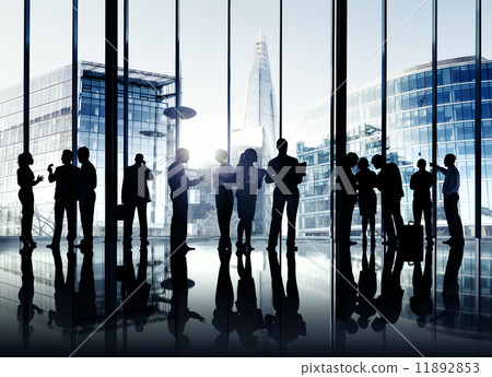 Silhouettes Of Multi-Ethnic Group Of Business People Working Tog 11892853