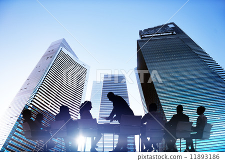Silhouettes of Business People Meeting Outdoors 11893186