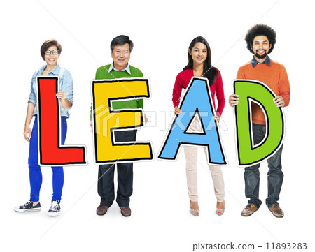 Multiethnic Group of People Holding Letter with Lead Concept 11893283