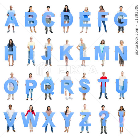 Multi-ethnic group of people holding the Letter Multi-ethnic group of people holding the Letter 11893306