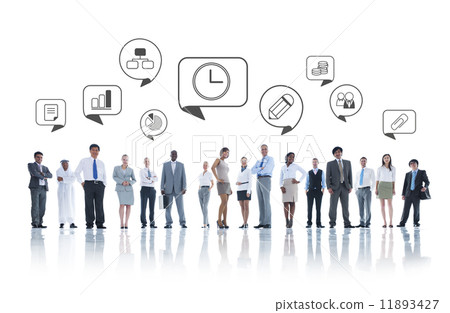 Business Symbol and Multiethnic Business Group Business Symbol and Multiethnic Business Group 11893427