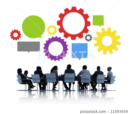 Silhouette of Business People Meeting Infographic 11893939