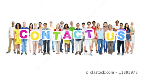 Multi-Ethnic Group Of People Holding Cardboards Forming Contact 11893978