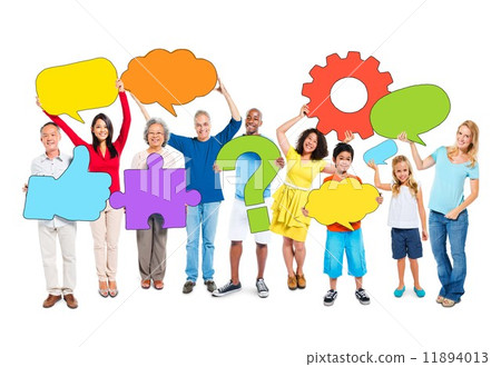 Multiethnic Group of People with Speech Bubbles Multiethnic Group of People with Speech Bubbles 11894013