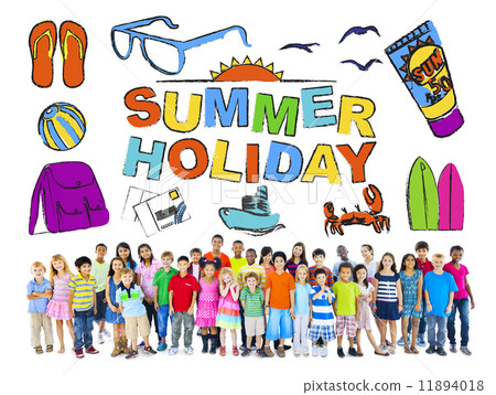 Group of Multiethnic Children with Summer Holiday Concept Group of Multiethnic Children with Summer Holiday Concept 11894018