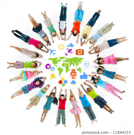 Group of Children Circle with Symbol Group of Children Circle with Symbol 11894253