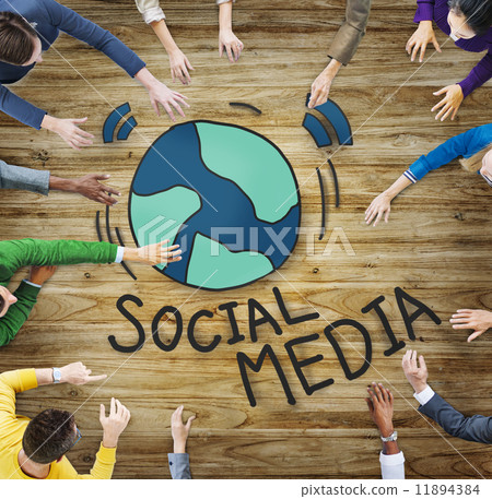 Aerial View of People and Social Media Concepts 11894384