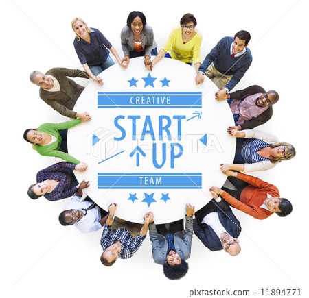 Aerial View of Multiethnic People with Startup Business Concept 11894771