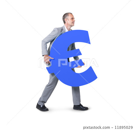 A Businessman Holding Euro Currency Symbol A Businessman Holding Euro Currency Symbol 11895029