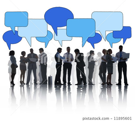 Silhouette Group of Business People with Speech Bubbles Silhouette Group of Business People with Speech Bubbles 11895601