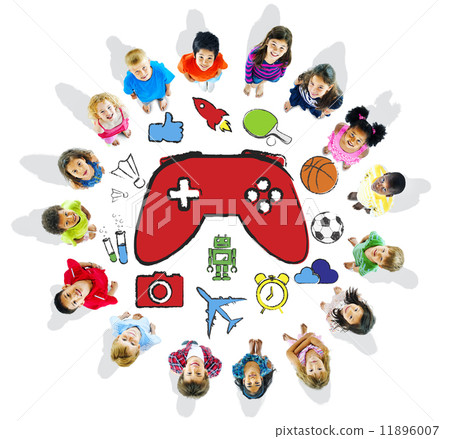 Multiethnic Group of Children Playing Video Games Multiethnic Group of Children Playing Video Games 11896007