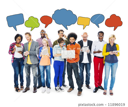 People Connecting Through Technologies and Speech Bubbles People Connecting Through Technologies and Speech Bubbles 11896019