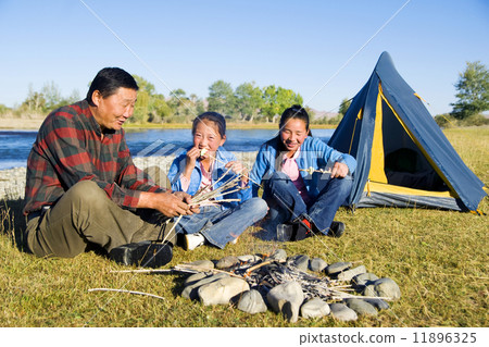 Mongolian Family Anjoy Camping by The River Mongolian Family Anjoy Camping by The River 11896325
