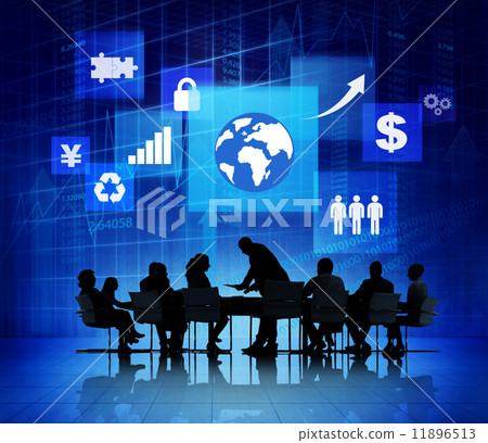 Business Meeting With Different Signs In The Background 11896513
