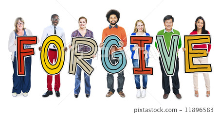 Group of People Standing Holding Forgive Letter 11896583