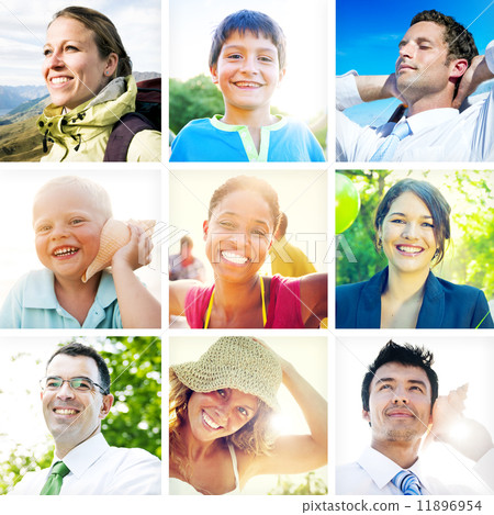 Portrait of Multiethnic Diverse Cheerful People Portrait of Multiethnic Diverse Cheerful People 11896954