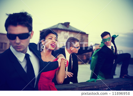 Action Scene of Business People : A Hero in a Corporate Attire T Action Scene of Business People : A Hero in a Corporate Attire T 11896958