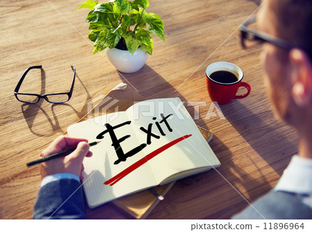 Man with a Note and Exit Concept Man with a Note and Exit Concept 11896964