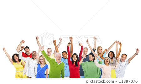 Multi-Ethnic Group Of People Expressing Positivity And A Copy Sp 11897070
