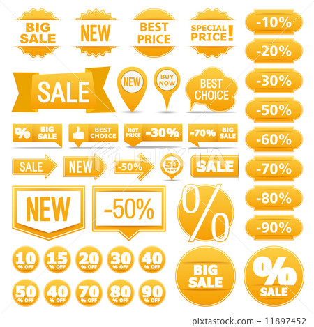 Yellow Sale Banners Ribbons Labels Yellow Sale Banners Ribbons Labels 11897452