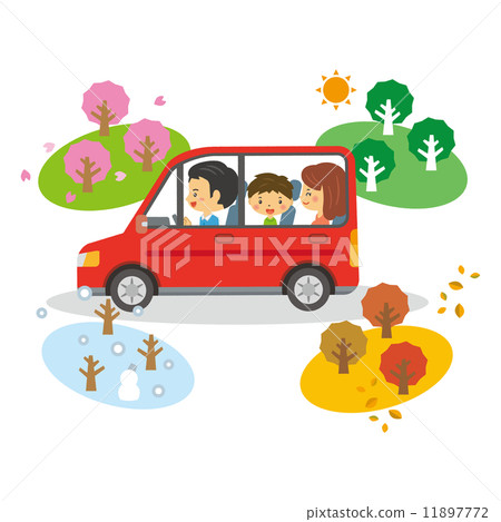Family driving seasons Spring, summer, autumn winter Family driving seasons Spring, summer, autumn winter 11897772