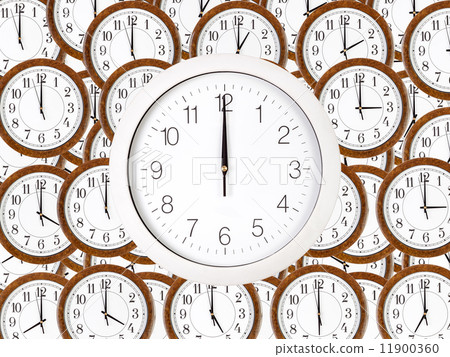 Background of wall clocks with brown wooden frame 11900360