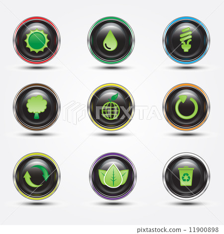 eco glossy button - Stock Illustration [11900898] - PIXTA