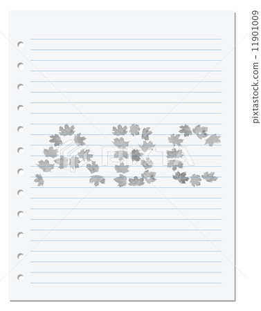 Notebook paper with letters A B C composed of autumn maple leafs Notebook paper with letters A B C composed of autumn maple leafs 11901009