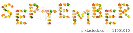S E P T E M B E R text composed of autumn maple leafs S E P T E M B E R text composed of autumn maple leafs 11901010