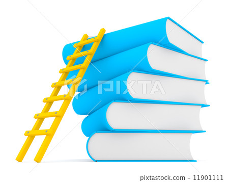3d ladder along stack of books 11901111