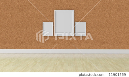 three blank frame concept, corkboard wall texture 11901369