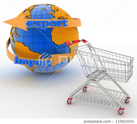 Shopping cart with a globe. Direction concept Shopping cart with a globe. Direction concept 11902050