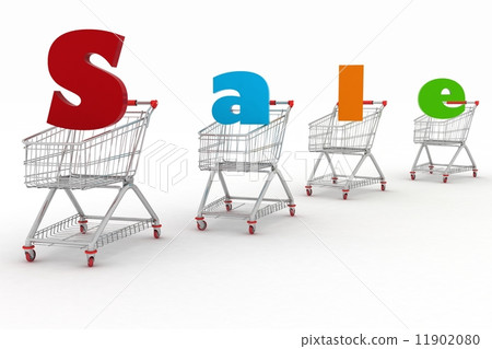 3d render shopping cart and text 11902080