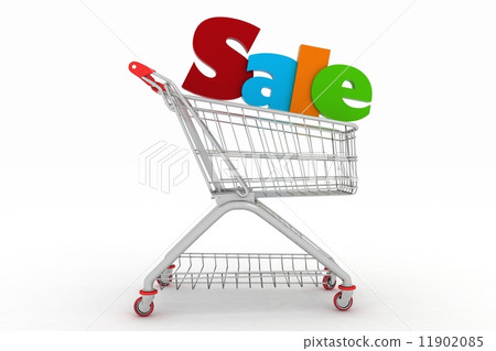3d render shopping cart and text 11902085