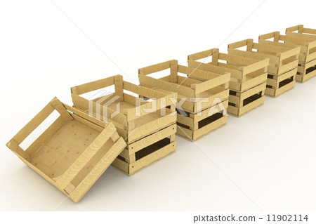Empty wooden boxes. Containers for fruits and vegetables Empty wooden boxes. Containers for fruits and vegetables 11902114