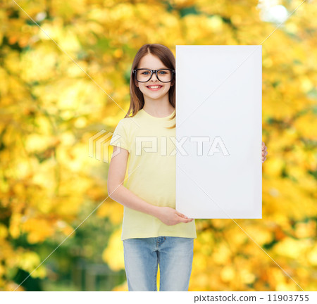 little girl wearing eyeglasses with blank board little girl wearing eyeglasses with blank board 11903755