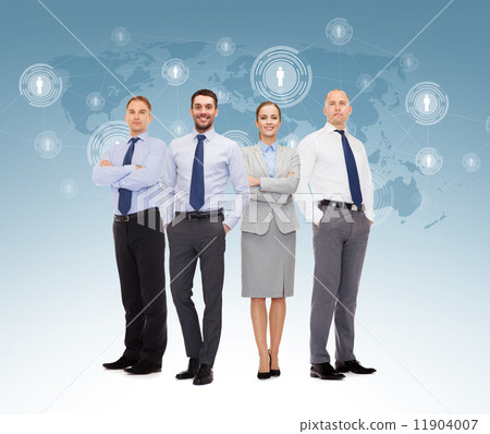 group of smiling businessmen over white background 11904007