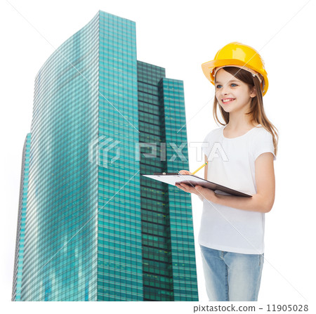 smiling little girl in hardhat with clipboard smiling little girl in hardhat with clipboard 11905028