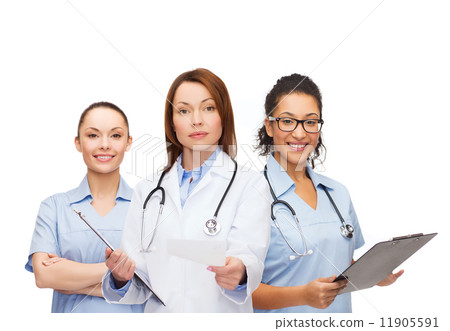 calm female doctor with clipboard 11905591