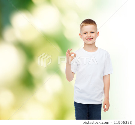 little boy in white t-shirt making ok gesture little boy in white t-shirt making ok gesture 11906358