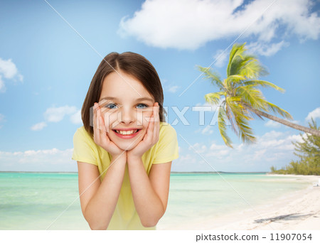 smiling little girl over white background smiling little girl over white background 11907054