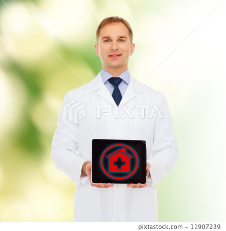 smiling male doctor with tablet pc smiling male doctor with tablet pc 11907239