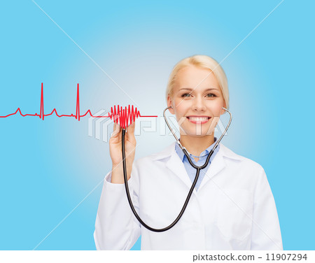 smiling female doctor with stethoscope 11907294