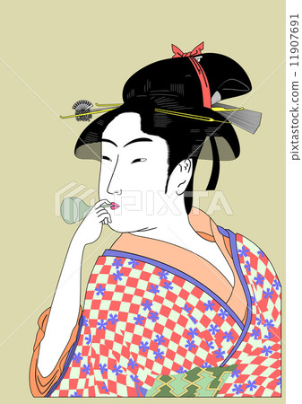 Utamaro daughter blowing Bidro 11907691