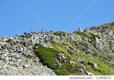 Tateyama登山人瞄準山峰 Tateyama登山人瞄準山峰 11908072