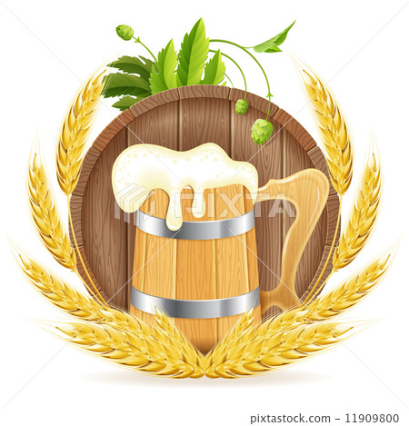 Barrel of Beer and Wooden Mug 11909800