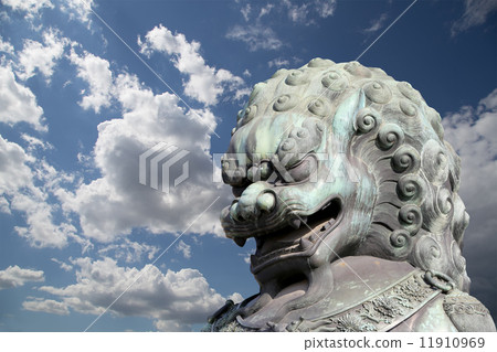 Bronze Guardian Lion Statue in the Forbidden City, Beijing, China Bronze Guardian Lion Statue in the Forbidden City, Beijing, China 11910969