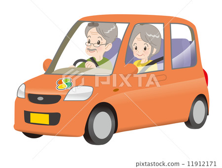 年長司機標誌汽車年長夫婦 年長司機標誌汽車年長夫婦 11912171